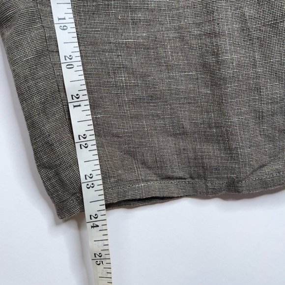 Flax Linen Pants Green High Rise Relaxed Straight Leg Cropped Size 14-18 - Picture 7 of 9